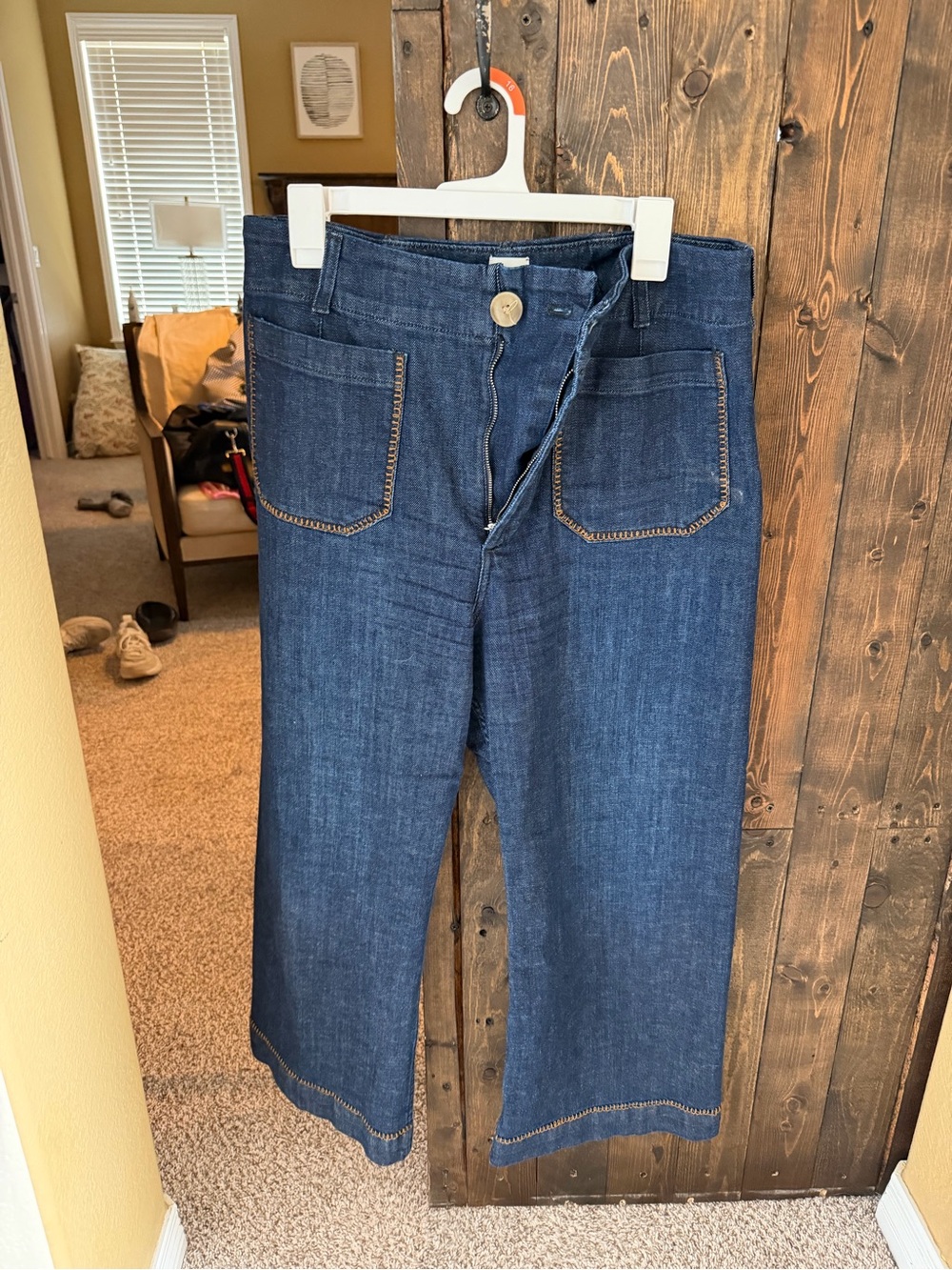 Maeve Indigo Cropped Wide-Leg Jeans